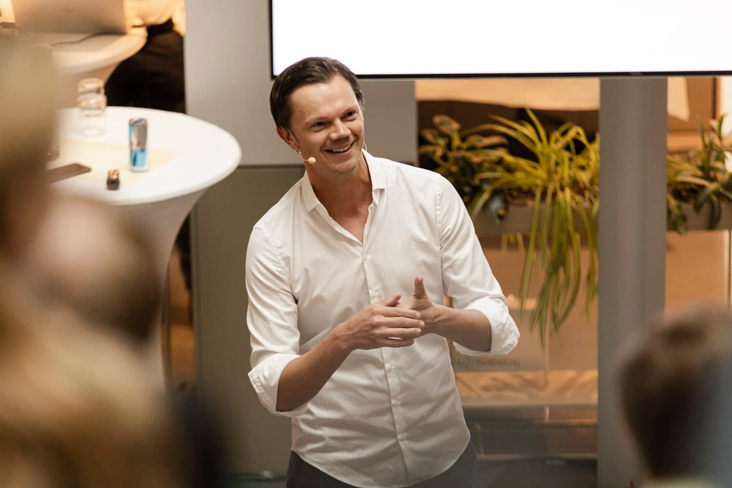 Clark's co-founder Dr. Marco Adelt gave the keynote speech of the evening. (Photo: Andreas Hornoff)